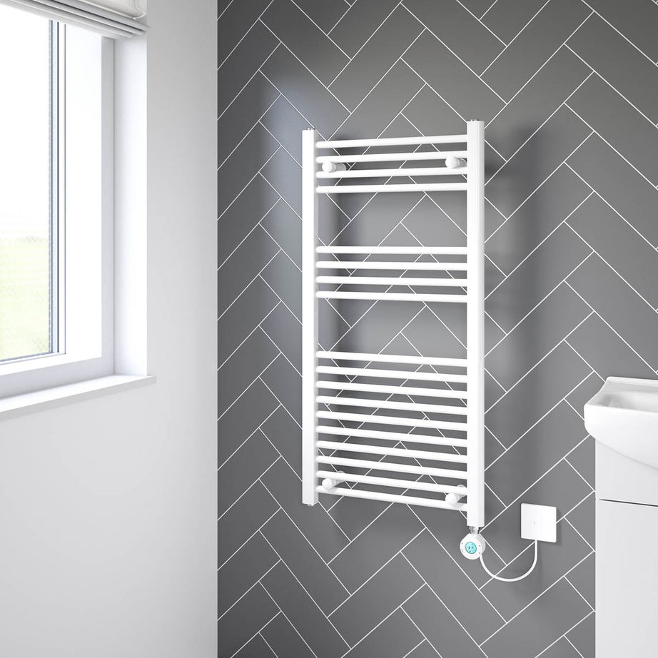 Flomasta Electric Towel Rail Radiator White Flat Bathroom Warmer (H)100x(W)50cm - Image 2