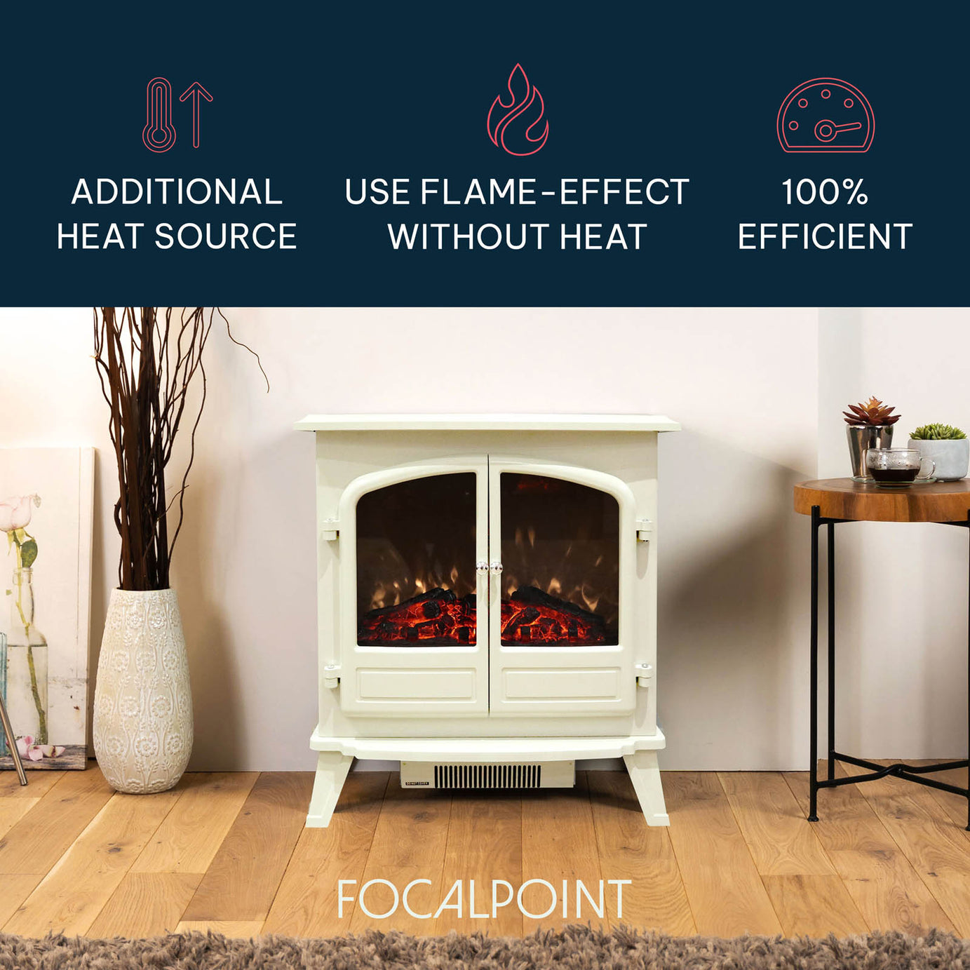 Focal Point Electric Stove 1850W Matt Cream Freestanding Heater Traditional - Image 5
