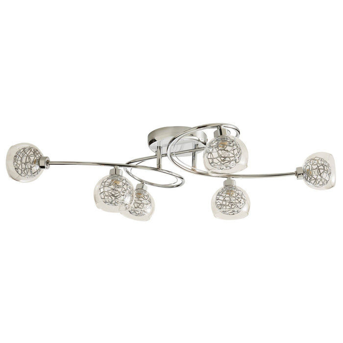 Ceiling Light 6 Lamp LED Wire Brushed Glass Metal Chrome Effect Contemporary - Image 3