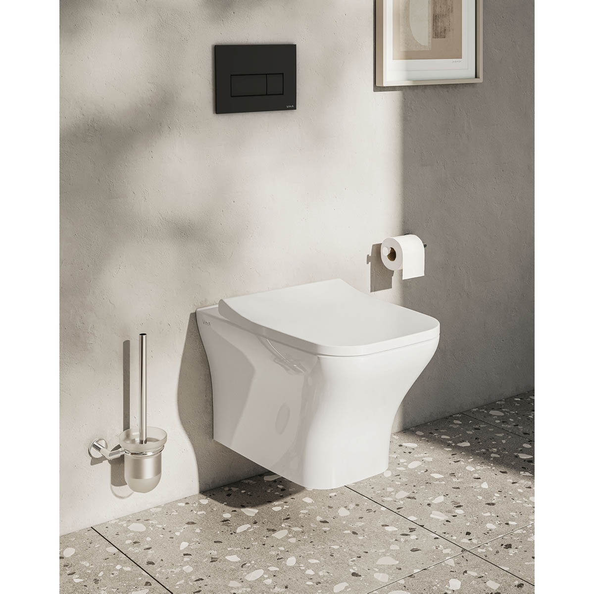 Vitra Dual Flushing Plate Plastic Matt Black Cistern Mounted (H)165mm (W)244mm - Image 5
