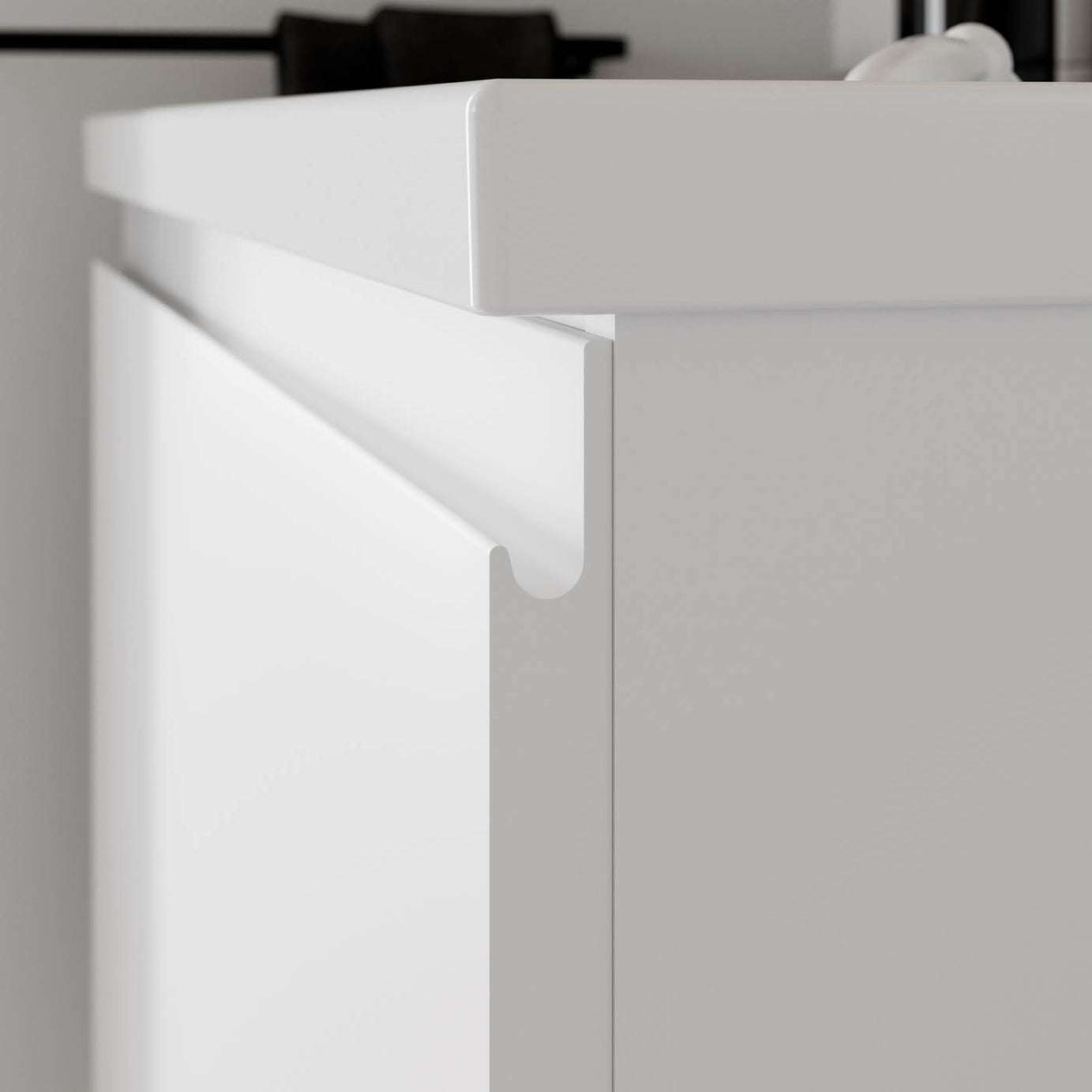 Bathroom Under Sink Cabinet Levanna Matt White Wall-Mounted (H)480 (W)800mm - Image 8