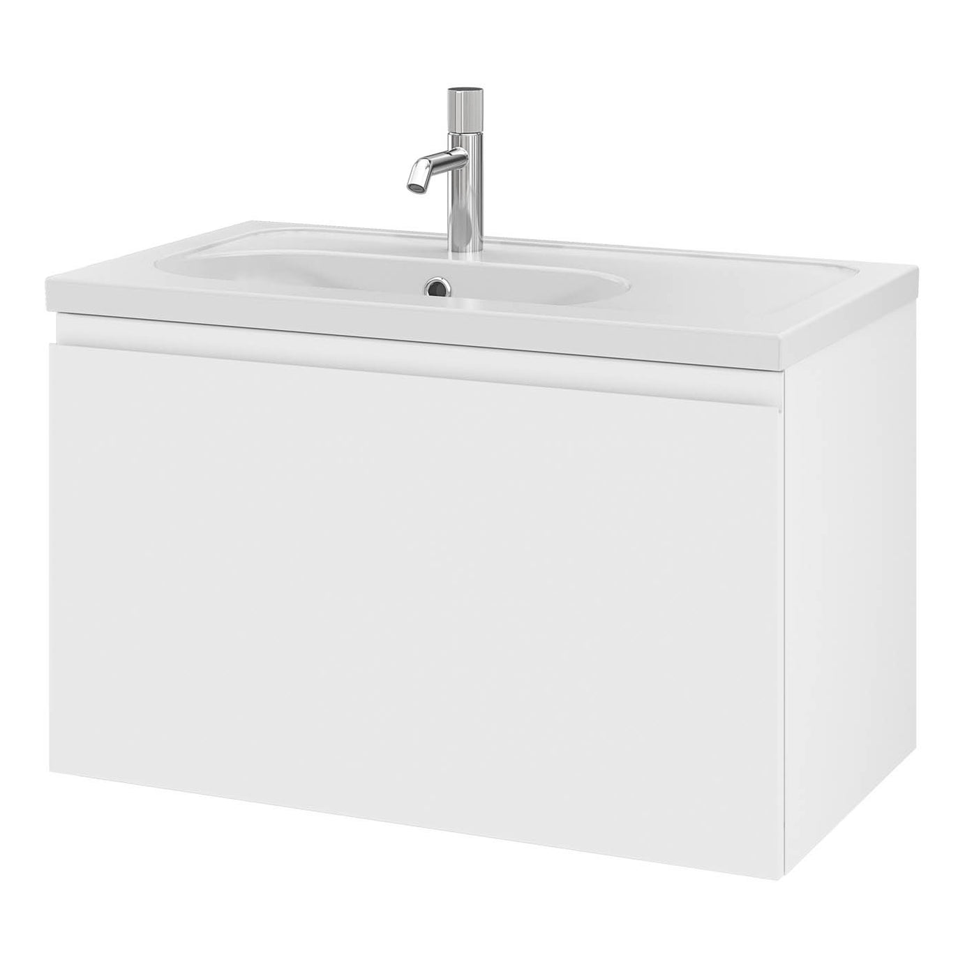 Bathroom Under Sink Cabinet Levanna Matt White Wall-Mounted (H)480 (W)800mm - Image 9