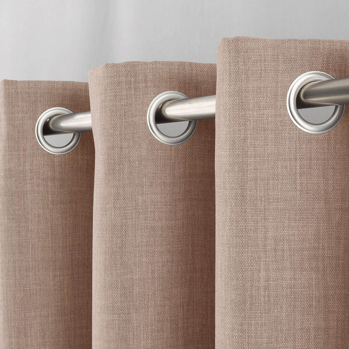 Eyelet Curtains Pair Blackout Natural Plain Linen Effect Elegant (W)167 (L)183cm - Image 3