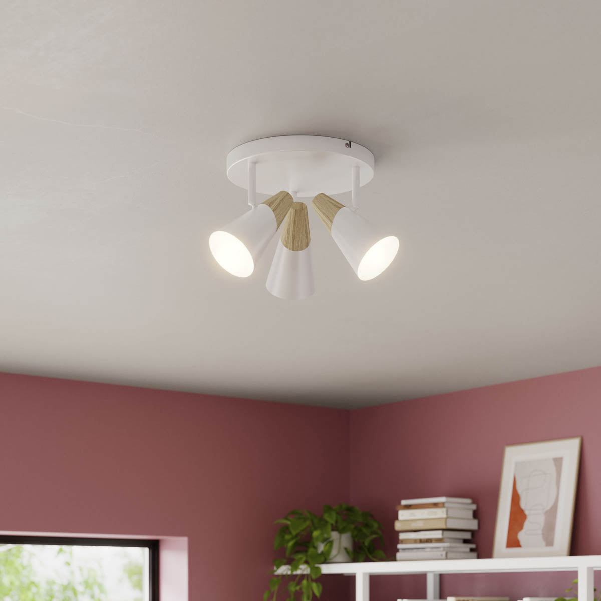 LED Ceiling Light 3 Way Spotlight Plate Matt White Adjustable Heads Modern - Image 2