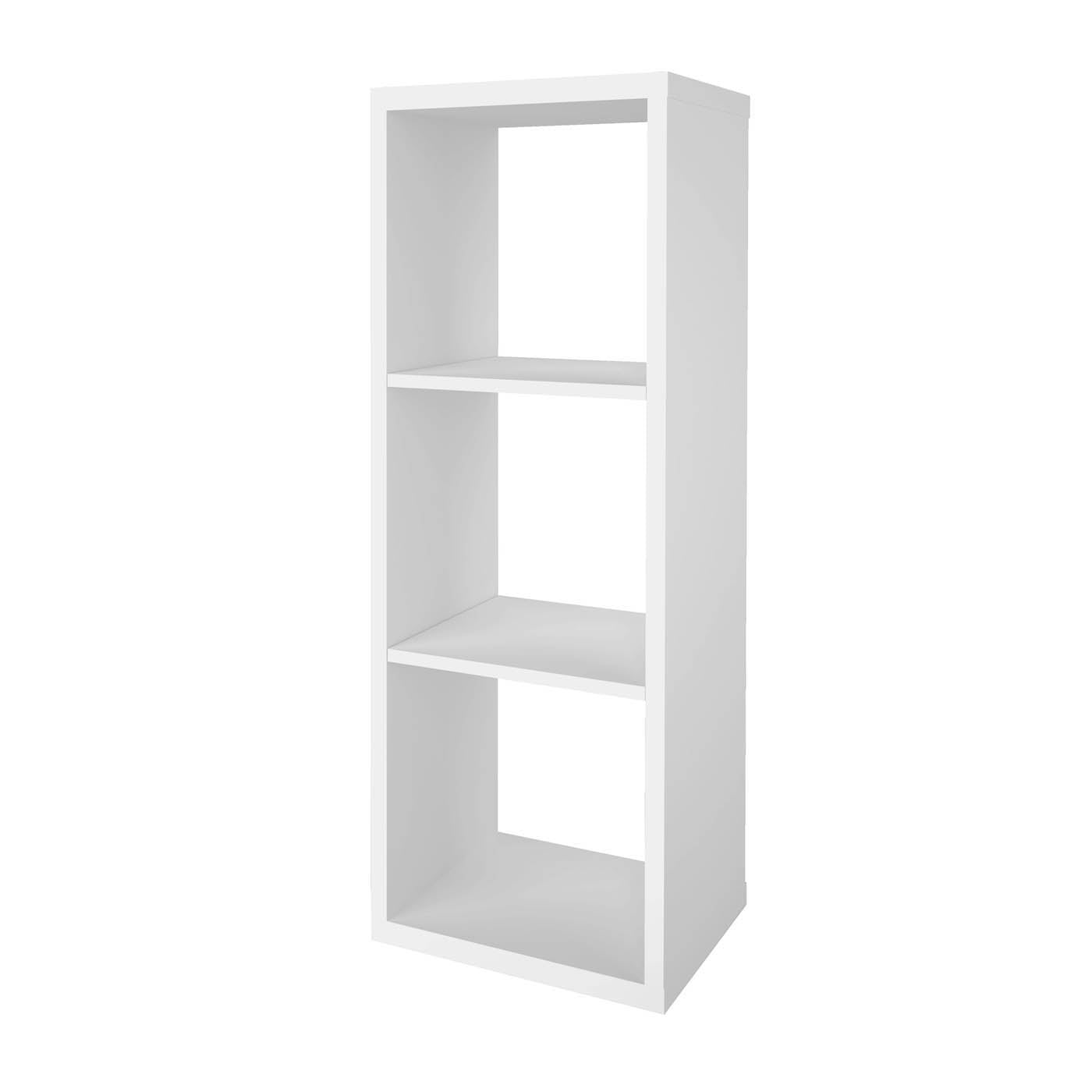 Bookshelf Storage Unit 3 Tier White Rectangular Display Stand (H)1080mm (W)389mm - Image 1