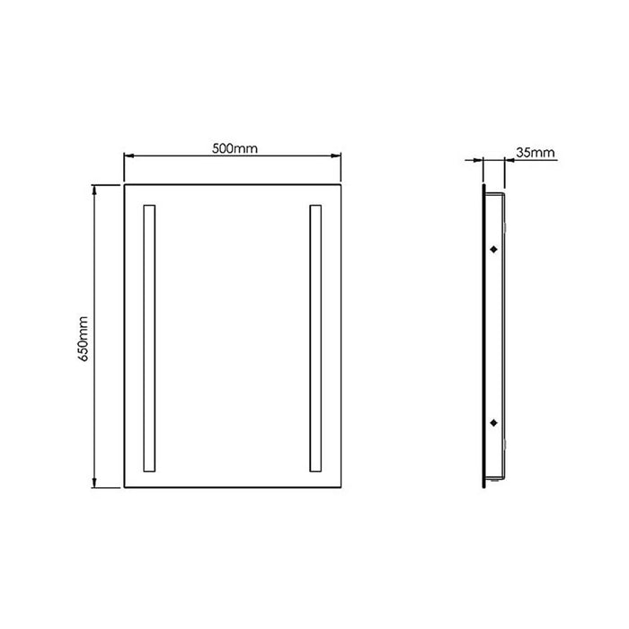 LED Bathroom Mirror Illuminated Rectangular Demister Anti-Fog Cool White 32W - Image 2