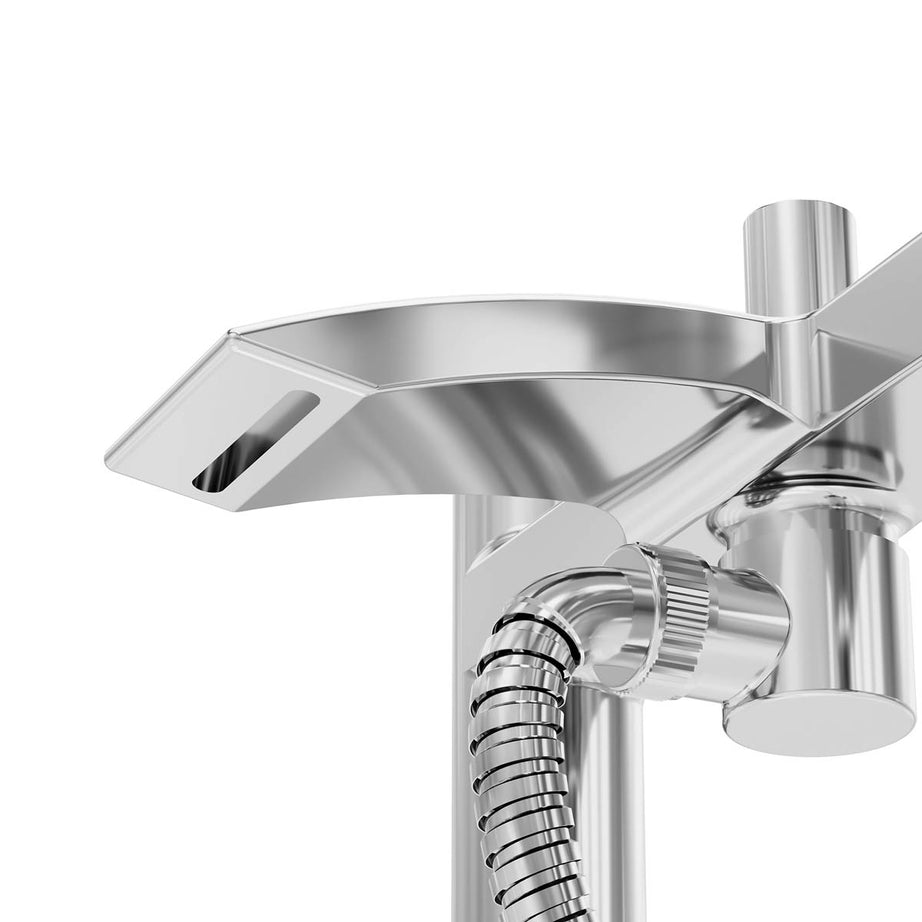 Bath Filler Tap Mixer With Hand Held Set Double Lever Single Spray Pattern - Image 5