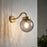 Outdoor Wall Light Satin Gold Dimmable Garden Smoked Black Globe Glass shade - Image 2