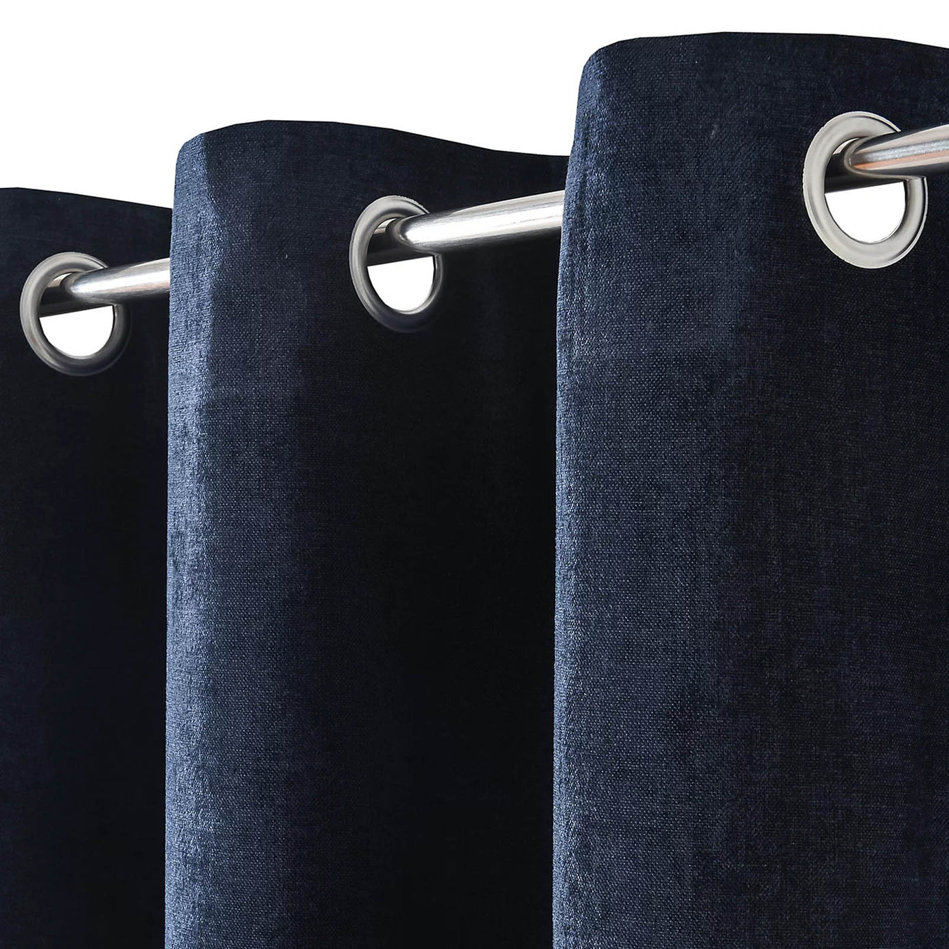 GoodHome Eyelet Curtains Arntzen Navy Lined 167x183cm Pair Thermal - Image 4