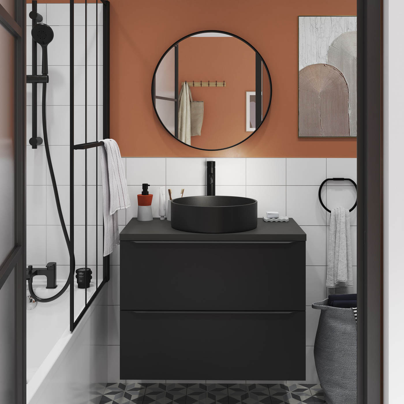 GoodHome Imandra Matt Black Wall-mounted Bathroom Cabinet (H) 600mm (W) 800mm - Image 5