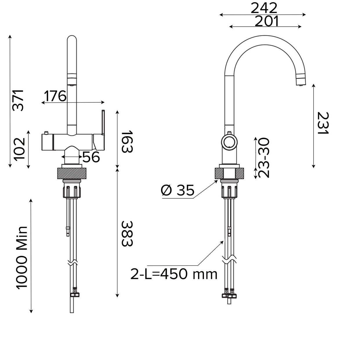 Boiling Water Kitchen Tap Mixer Chrome Double Lever Child Lock Modern Faucet - Image 5