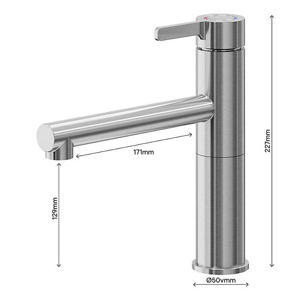 Kitchen Tap Mixer Stainless Steel Single Lever Swivel Spout Contemporary Faucet - Image 3