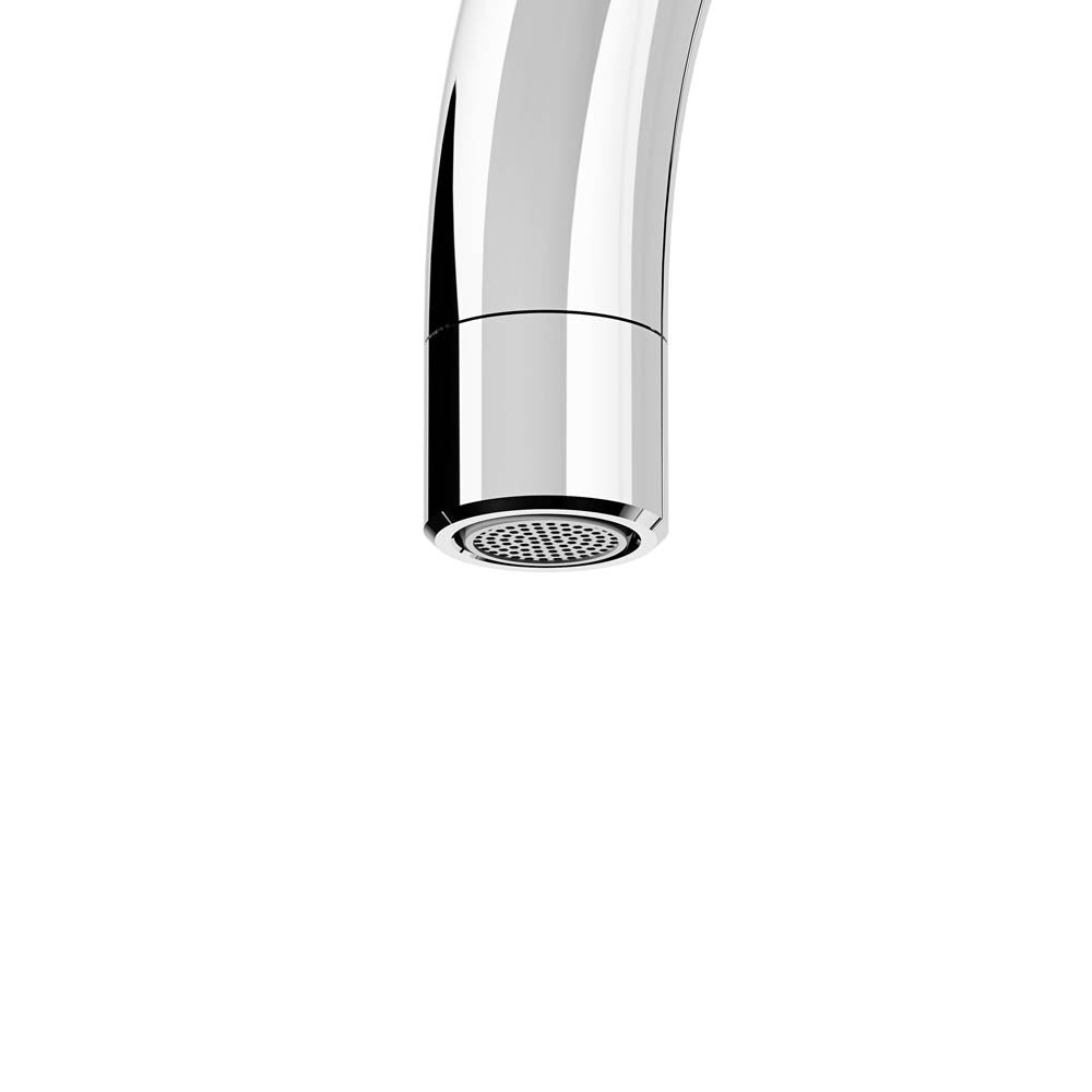 Kitchen Tap Mixer Chrome Dual Lever Swivel Spout Brass Steel Contemporary Faucet - Image 3
