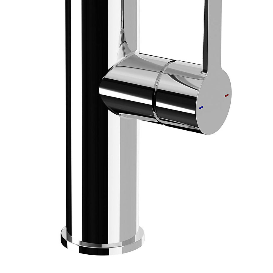 Kitchen Tap Mixer Black Chrome Single Lever Spring Neck Swivel Spout Faucet - Image 8