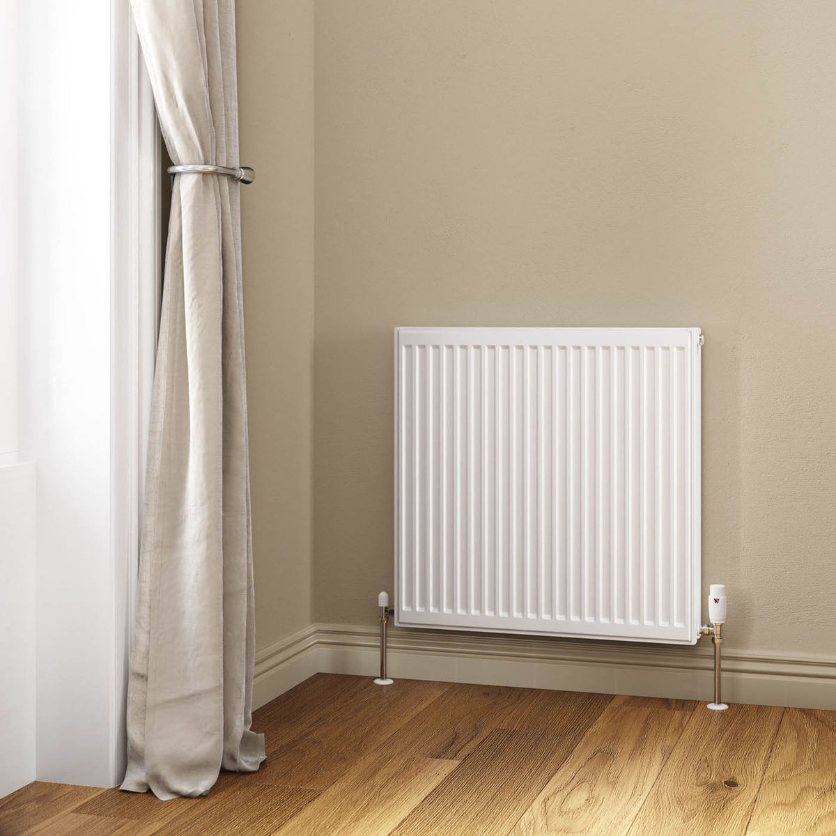 Flomasta Double Panel Radiator Type 22 Gloss White Steel Indoor (H)70x(W)70cm - Image 2