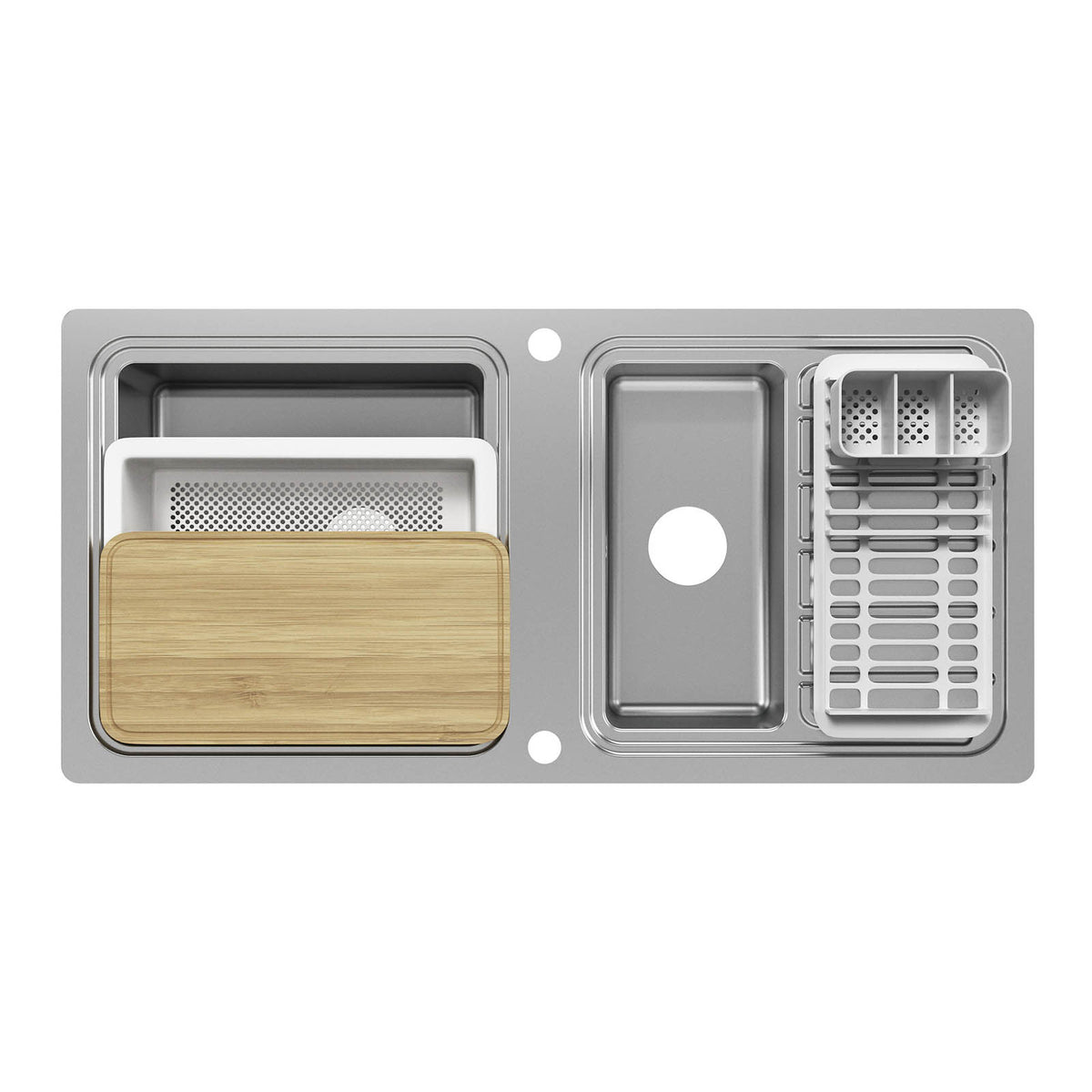 Kitchen Sink Stainless Steel 1.5 Bowl Rectangular Reversible Drainer Compact - Image 2
