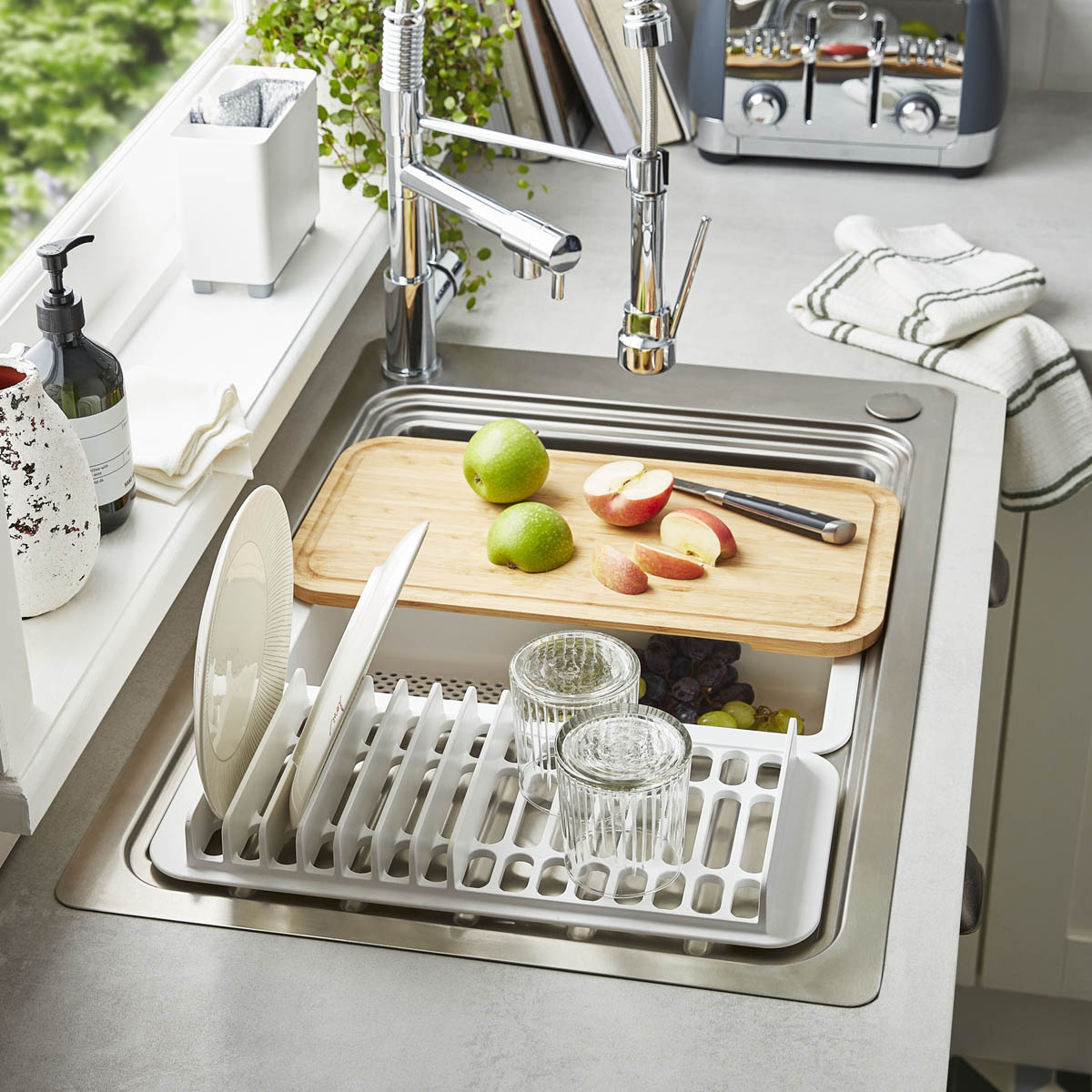 Kitchen Sink 1 Bowl Brushed Stainless Steel Reversible Drainer Rectangular - Image 2