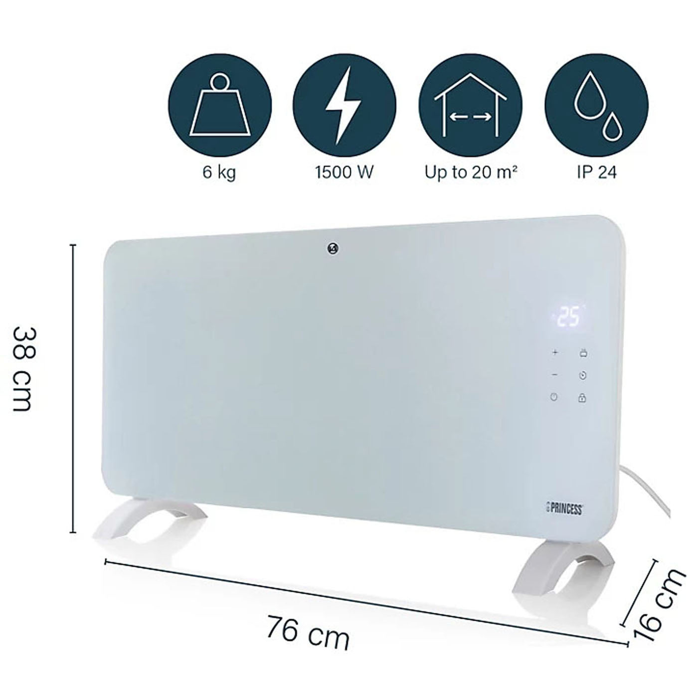 Electric Smart Panel Heater White Glass Thermostatic Portable Timer 1500W - Image 9