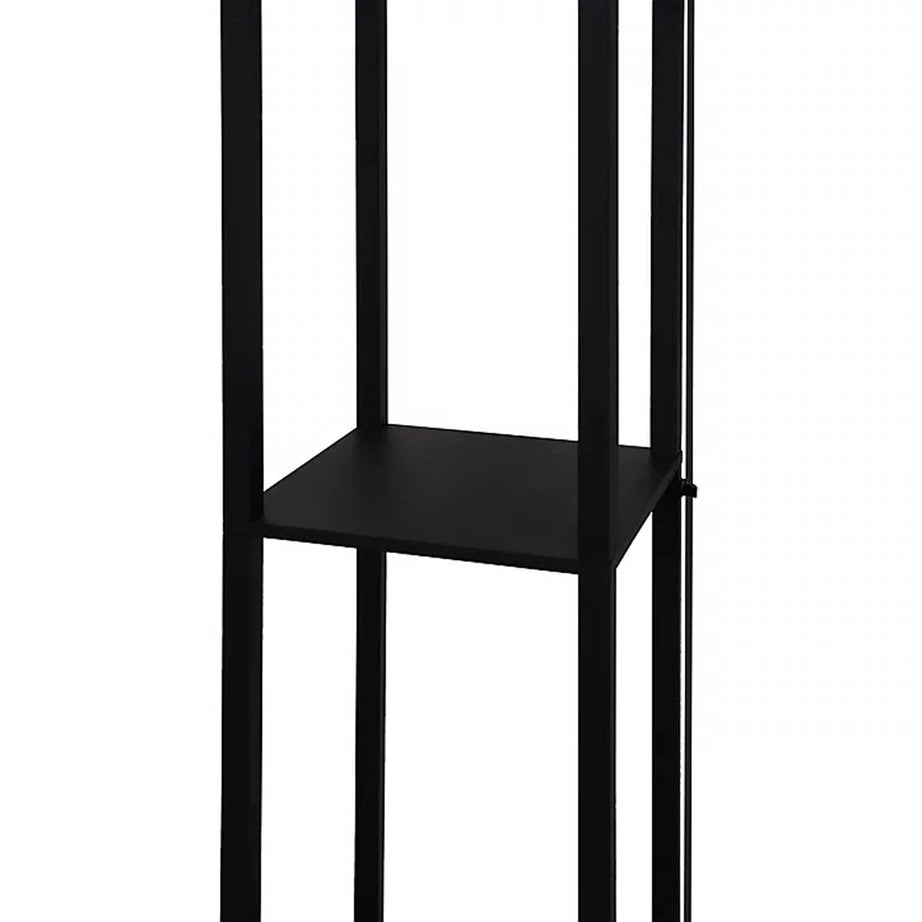 Floor Lamp Matt Black 4-Tier Display Shelf Hartland Rectangle Modern Bamboo - Image 4
