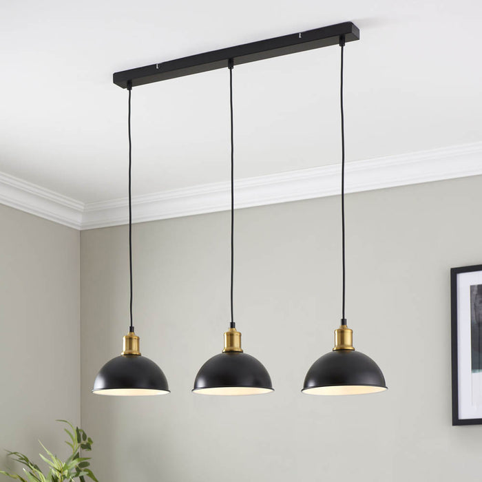 Pendant Ceiling Light 3 Lamp Adjustable Height Dimmable Matt Black Steel 6W - Image 2