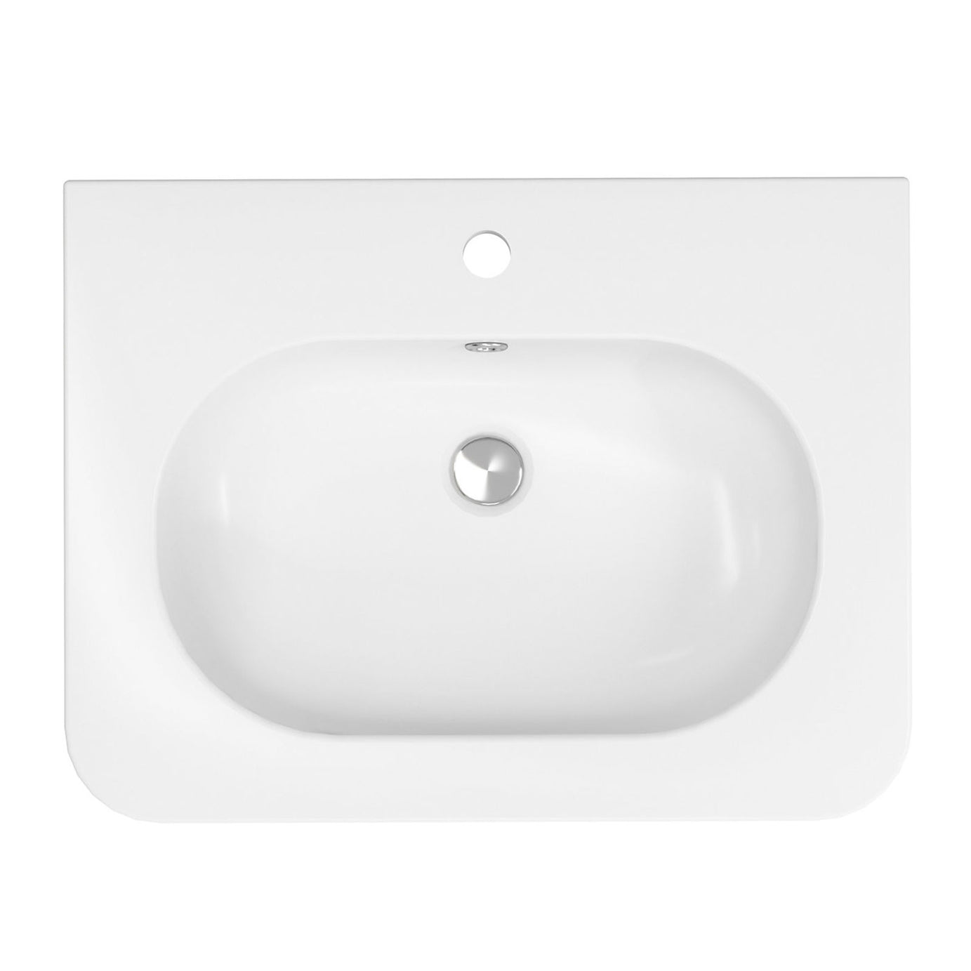GoodHome Nevado Vanity Basin 60.4cm Satin White Rectangular Resin Sink - Image 2