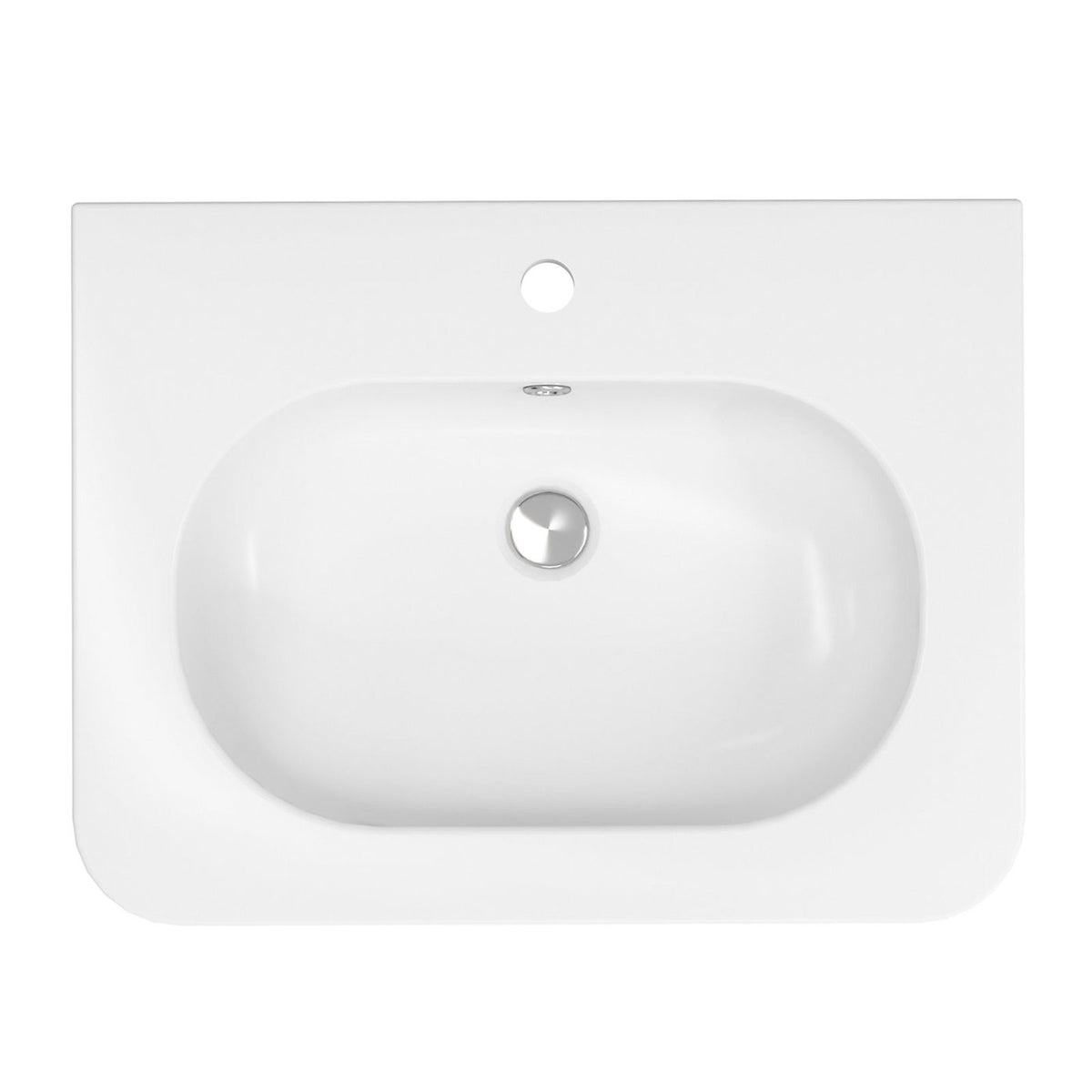 GoodHome Nevado Vanity Basin 60.4cm Satin White Rectangular Resin Sink - Image 2