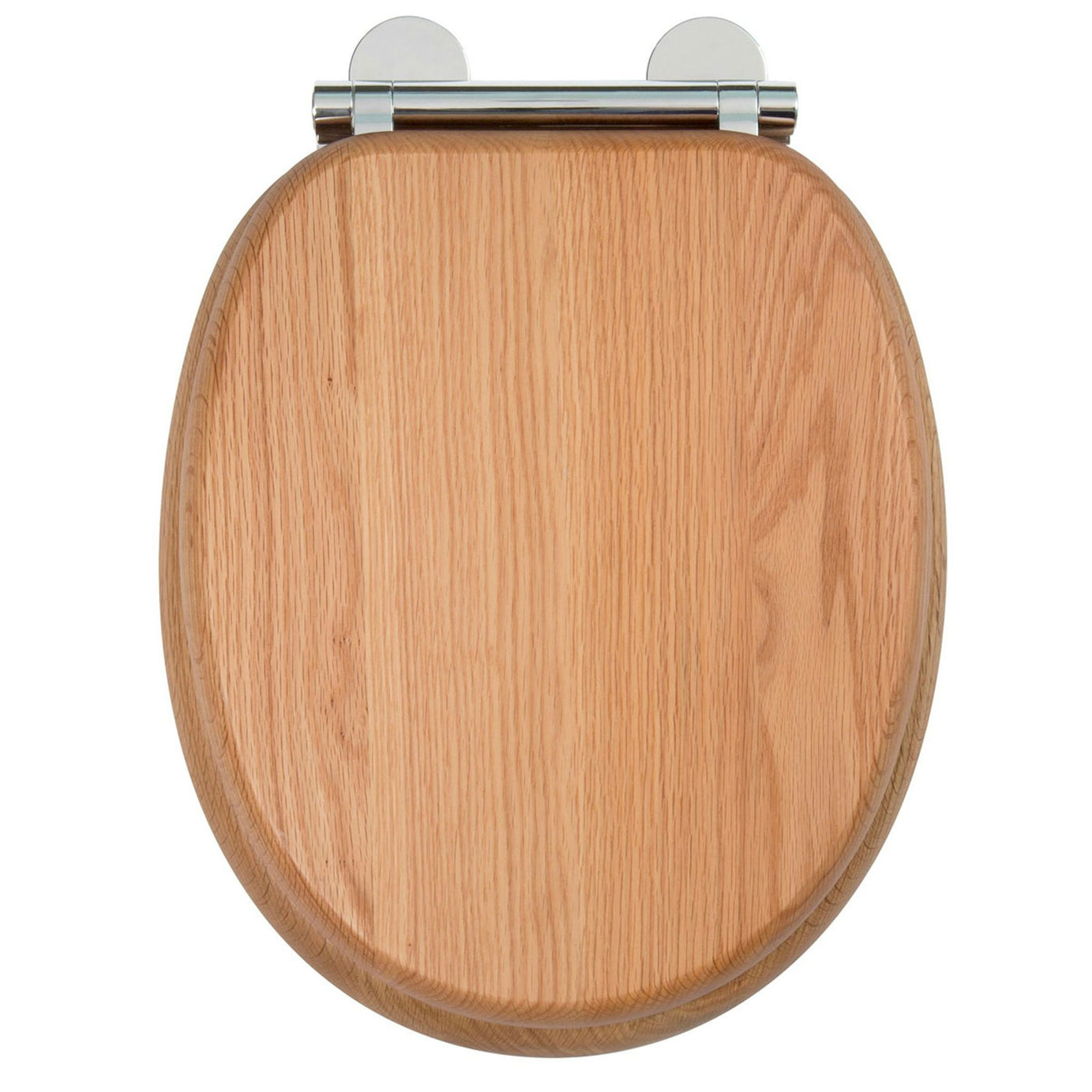 Bathroom Toilet Seat Soft Close Brown Oak Wood Effect Quick Release Round - Image 1