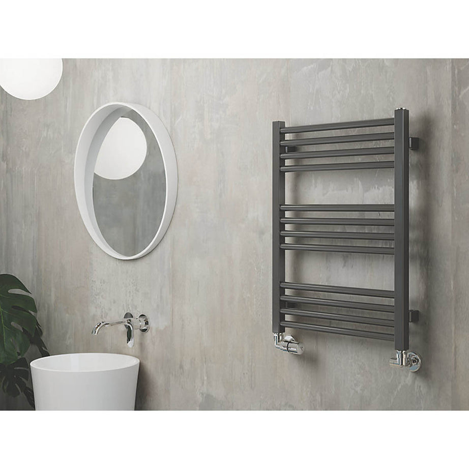 Terma Towel Rail Radiator Grey Hydronic Flat Bathroom Warmer (H)66x(W)50cm - Image 7