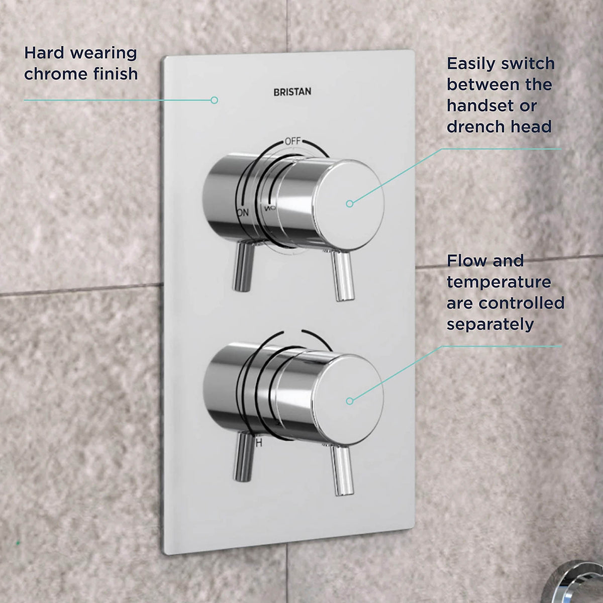 Bristan Divine Thermostatic Mixer Shower Dual Head Chrome Concealed - Image 4