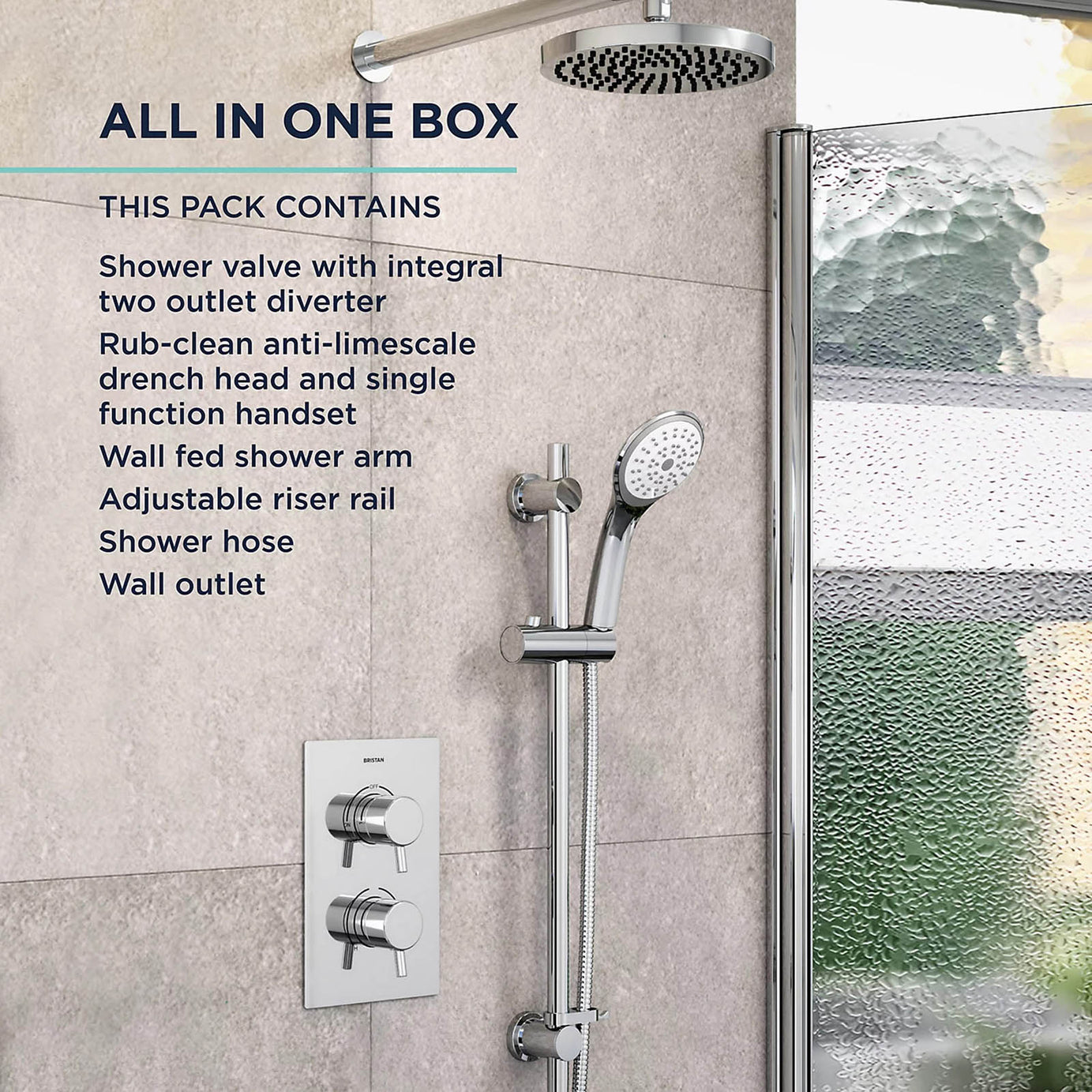Bristan Divine Thermostatic Mixer Shower Dual Head Chrome Concealed - Image 5