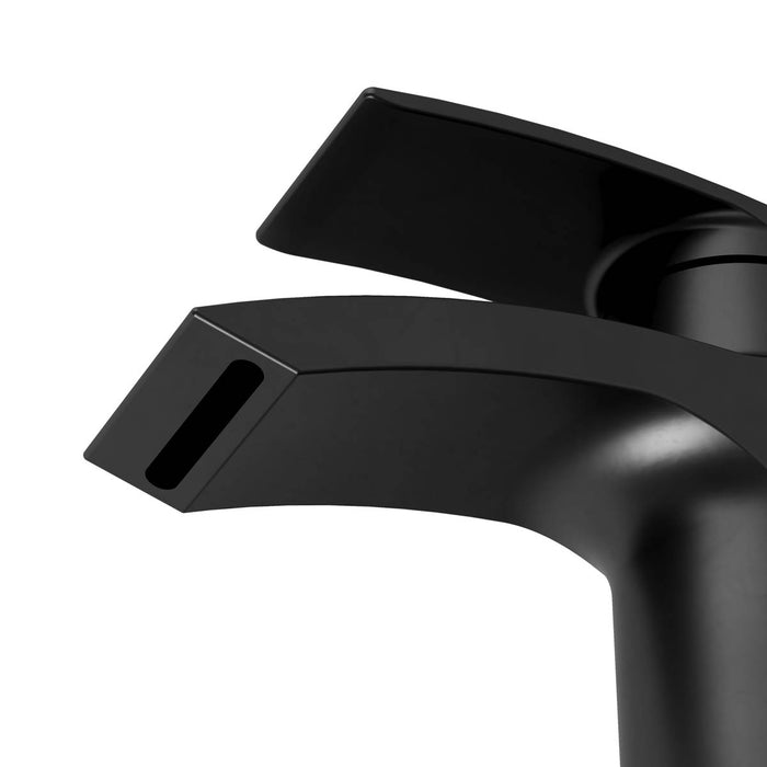 Bathroom Basin Tap Mixer Single Lever Matt Black Waste Waterfall Cascade Modern - Image 4