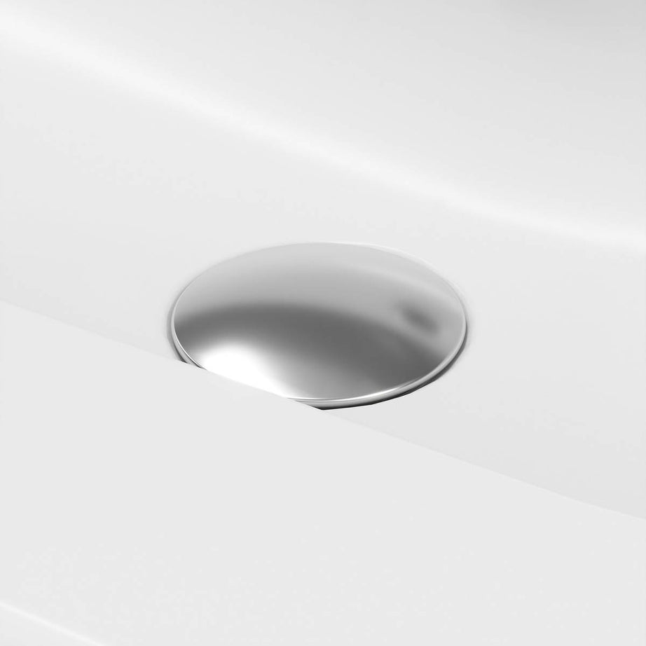 Bathroom Vanity Basin Gloss White Ceramic Rectangular Counter Mounted (W)60.6cm - Image 9