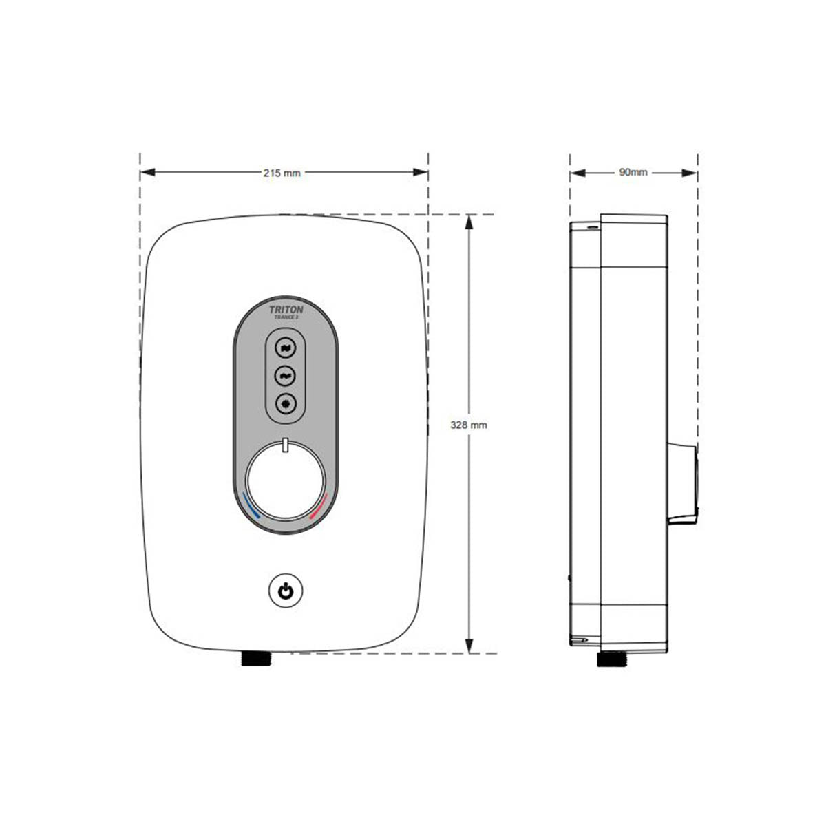 Triton Electric Shower 8.5kW 5 Spray Pattern Satin White Chrome Effect Slimline - Image 4