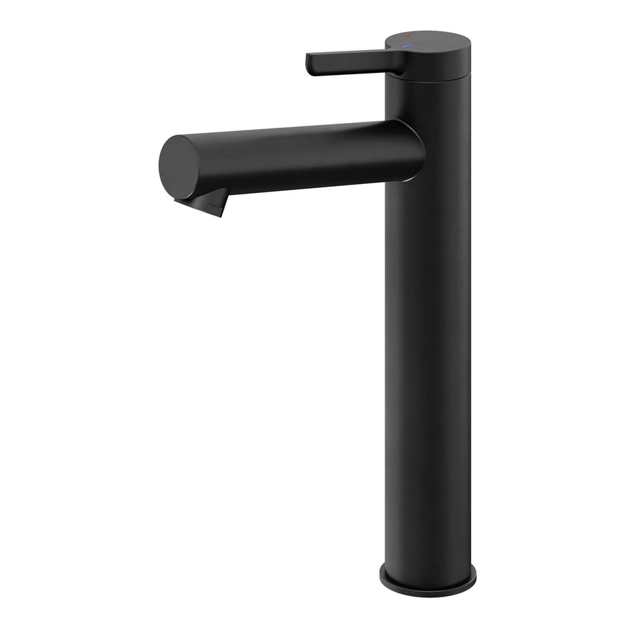 Basin Mixer Tap XL Brass Zinc Alloy Matt Black Round Single Lever Modern - Image 1