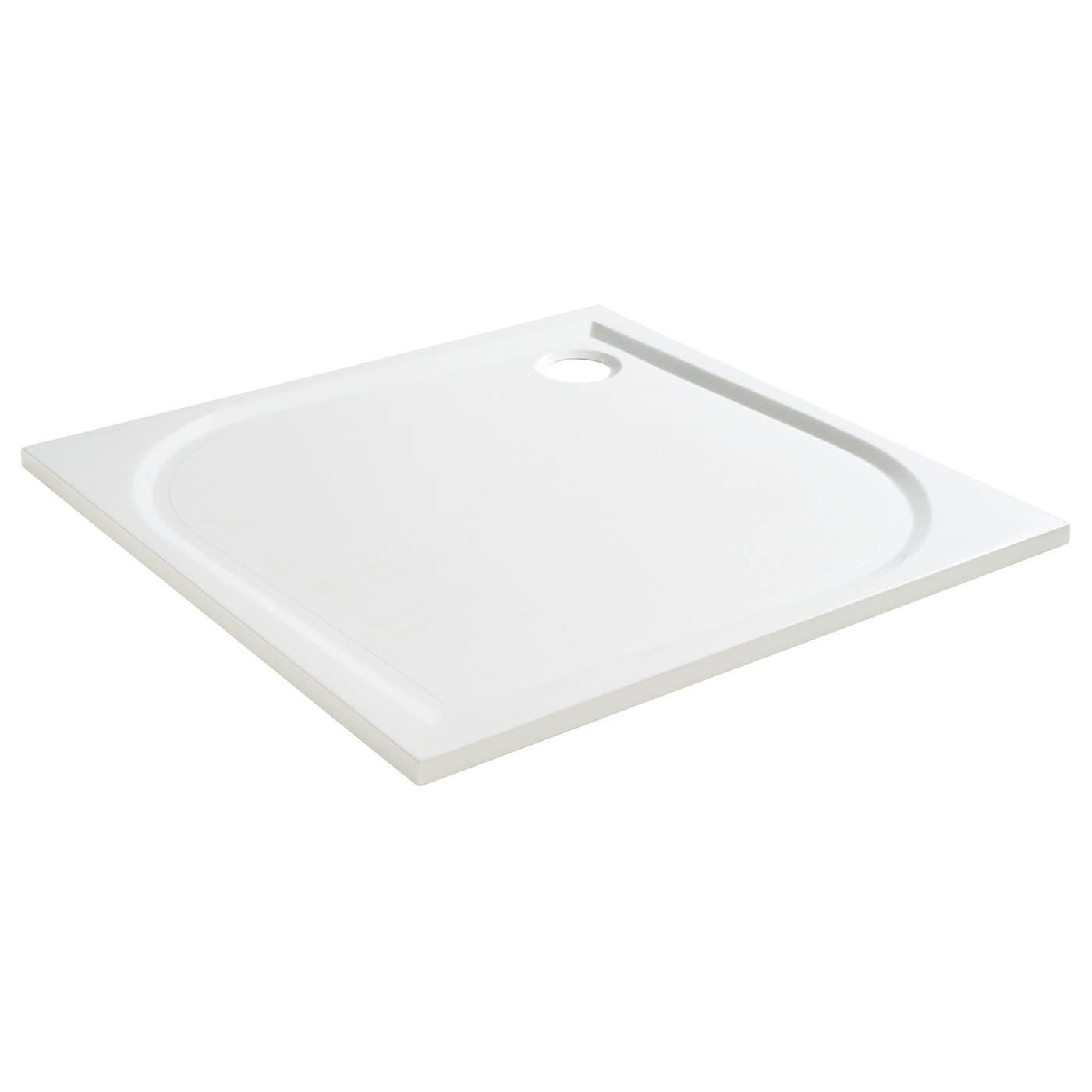 Shower Tray White Rectangular Left Hand Drainer (L)800mm (W)800mm (H) 27mm - Image 4