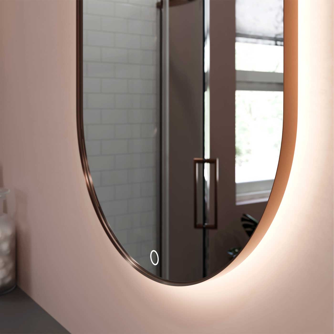 Bathroom LED Mirror Illuminated Oval Wall-Mounted Demister Pad (H)80 (W)50cm - Image 2