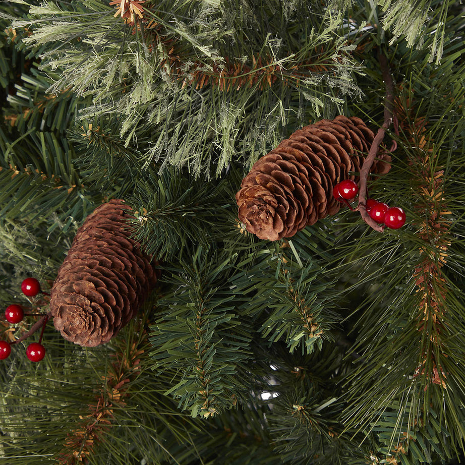 Christmas Tree 6ft Artificial Green Hinged Pre Decorated Berry Pine Cones Indoor - Image 2