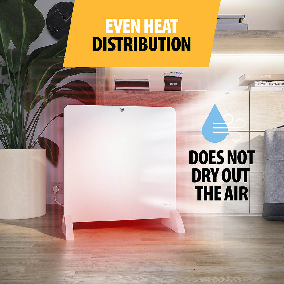 Tristar Panel Heater Infrared White Adjustable Thermostat Portable 425W 60x60cm - Image 4