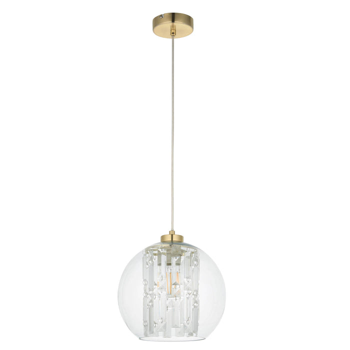 Ceiling Light Gold Clear Glass Shade Dimmable Pendant E27 Adjustable Indoor 15W - Image 1