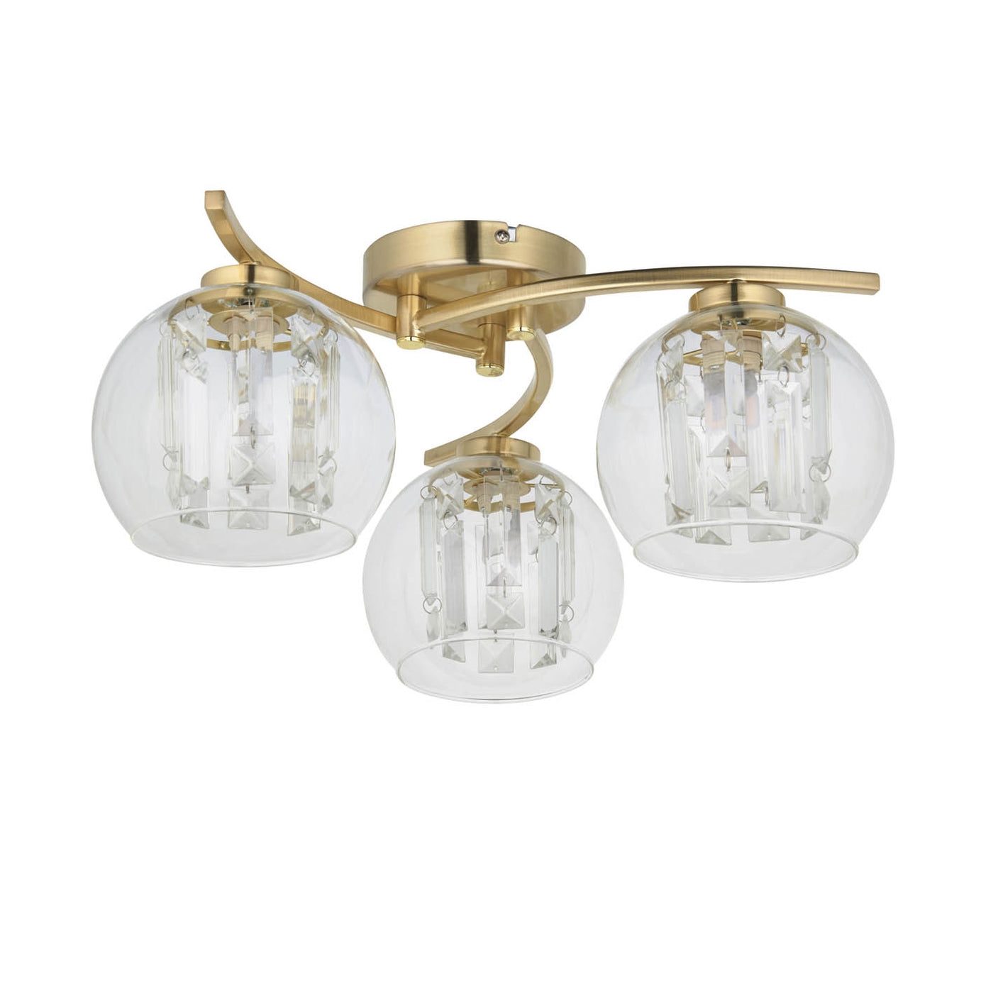 LED Ceiling Light Gold 3 Way Multi Arm Roun Glass Shades Dimmable Elegant - Image 1