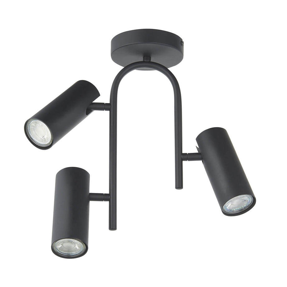 Spotlight 3 Light Matt Black Metal Adjustable Heads Dimmable Modern (H)350 mm - Image 3