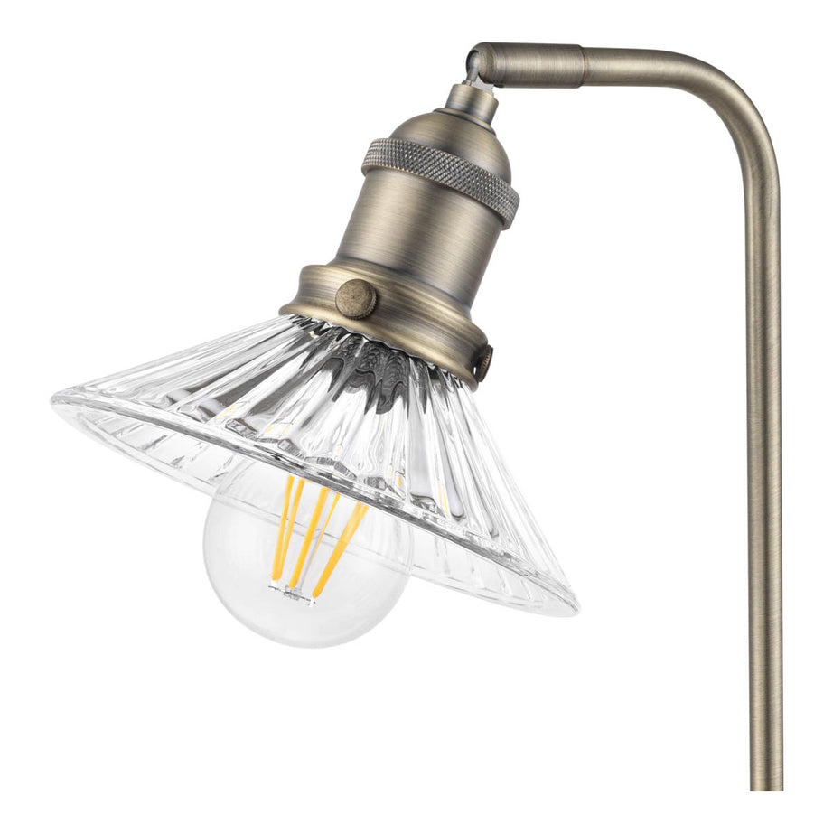 Table Lamp Brushed Metal Satin Pewter Effect Clear Glass Modern Industrial - Image 6