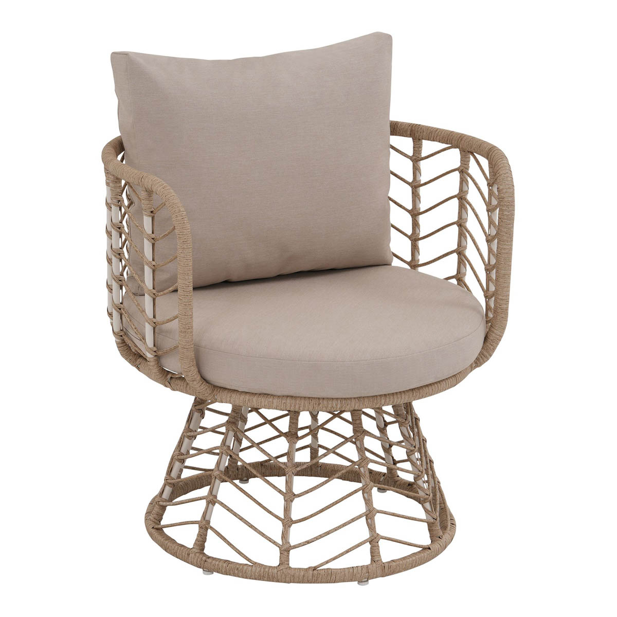 Garden Bistro Set 2 Seater Table Chairs Beige Metal With Cushions Outdoor - Image 6