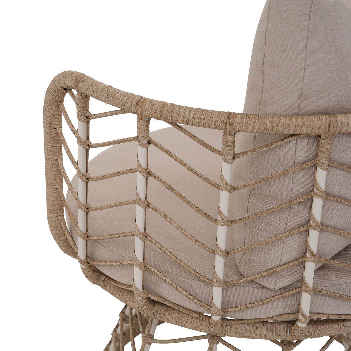 Garden Bistro Set 2 Seater Table Chairs Beige Metal With Cushions Outdoor - Image 9
