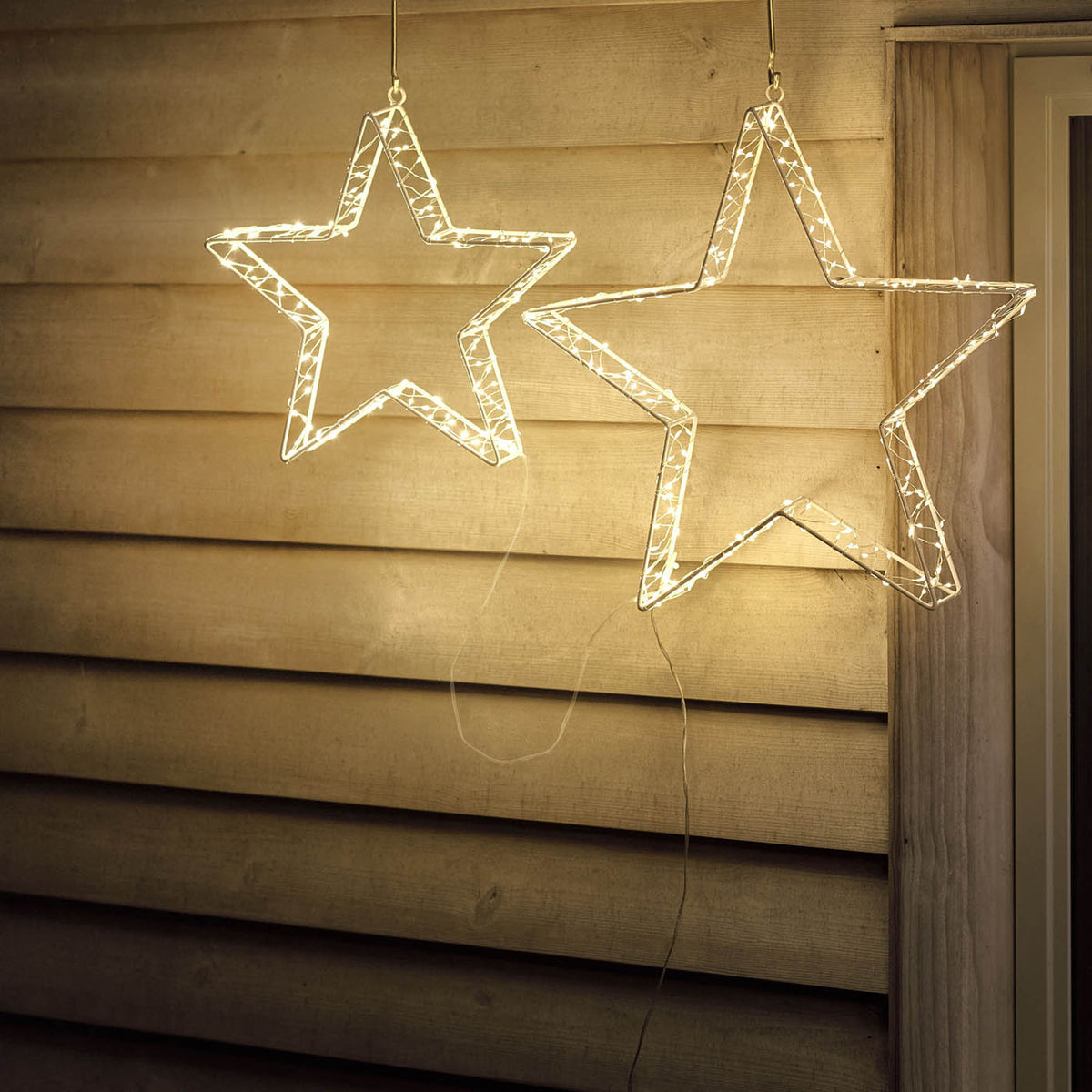 535 LED Stars Christmas Silhouette Ice And Warm White Timer Indoor  Home - Image 1