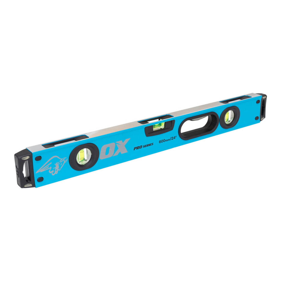OX Spirit Level Cyan Aluminium 3 Vials UV Resistant Lightweight Shockproof 600mm - Image 1