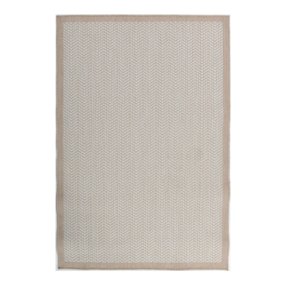 Origins Rug Indoor Outdoor Herringbone Beige Woven Effect (L)100cm x (W)150cm - Image 1
