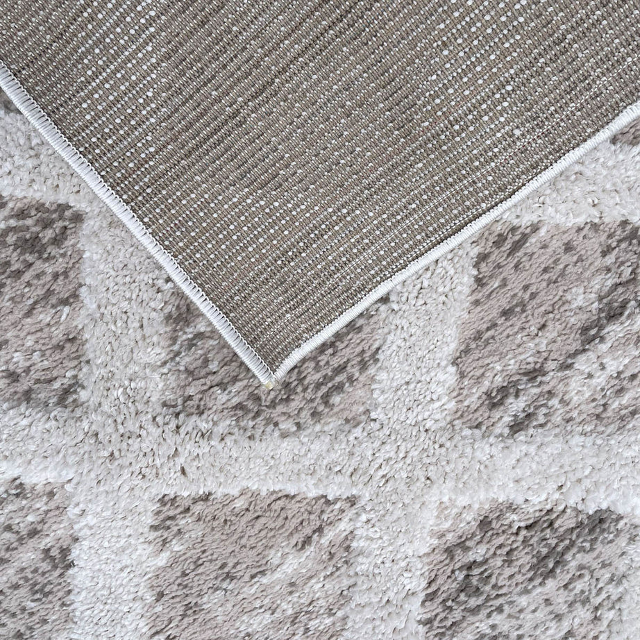 Diamond Rug Shaggy Natural Woven Effect Geo Medium Size (L)170cm x (W)120cm - Image 4