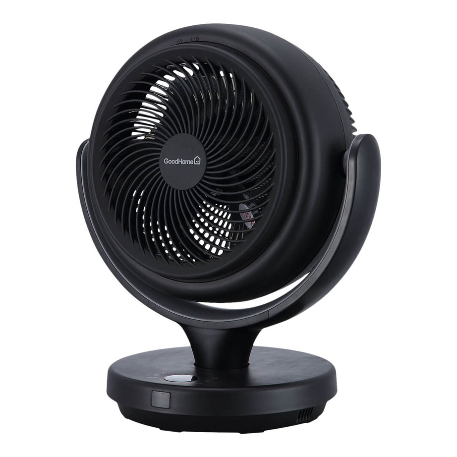 Table Desk Fan Black Remote Controlled Oscillates Tilts 12h Timer Compact 8in - Image 1