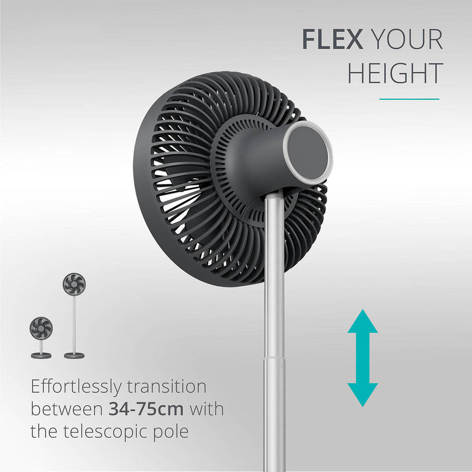 Cordless Table Fan 8" Quiet 4 Speed Oscillating Tilting Adjustable Height - Image 5